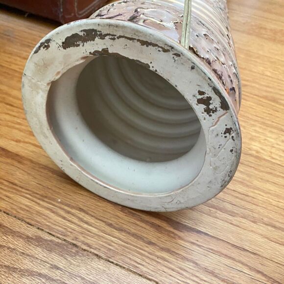 Vintage MCM Taper Tabletop Lamp Pink Gold Texture Atomic Ceramic 3 Setting WORKS - Picture 7 of 10